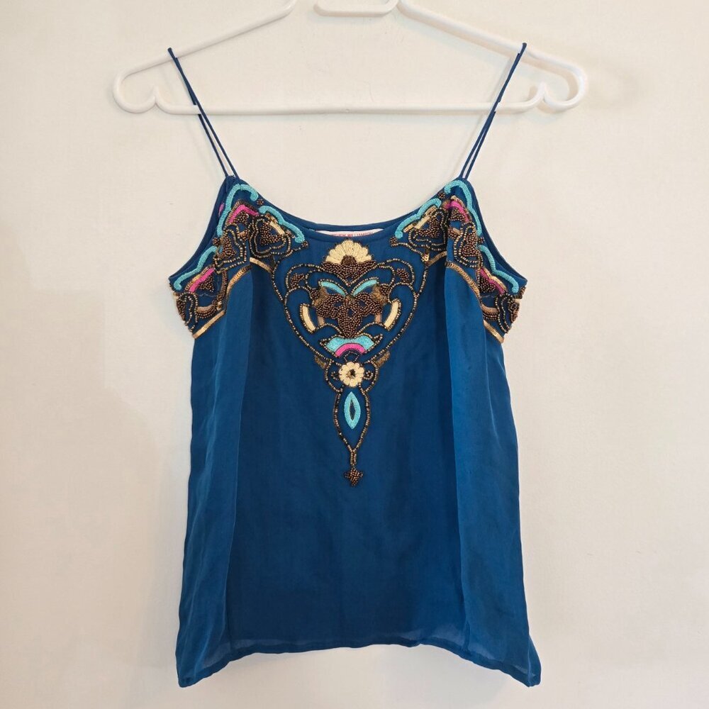 Matthew Williamson Beaded Blue Sleeveless Tank Top Size 8 Small - Picture 5 of 9